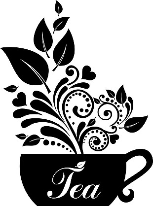黑白创意茶杯插画