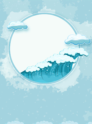 蓝色海浪圆月背景