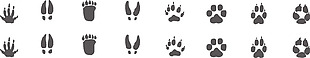动物脚印手绘风野生动物轮廓剪影矢量PNG