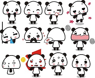 可爱时尚卡通熊猫插画