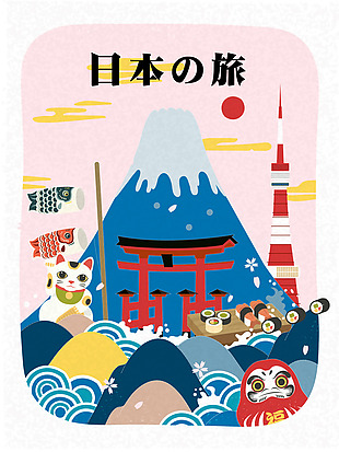 矢量日本旅游卡通背景