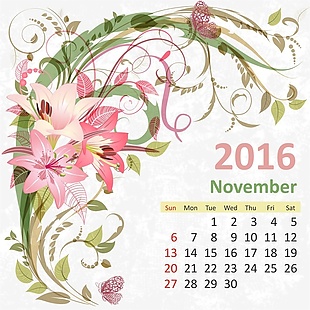 十一月代表花卉插画矢量素材