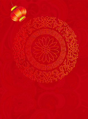 中国风红色花纹H5背景素材