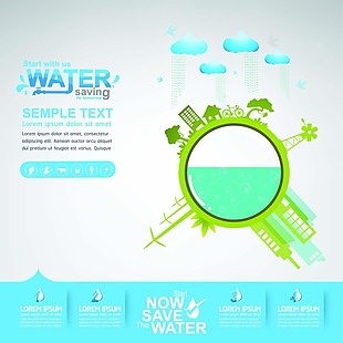 圆形保护水资源环境矢量素材