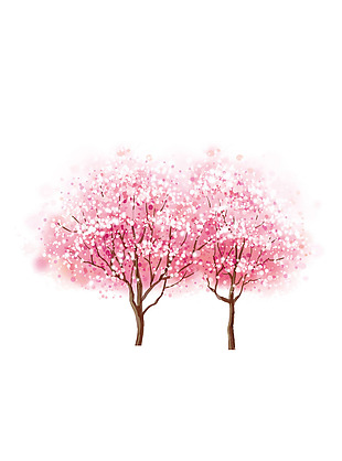 手绘粉色大树元素