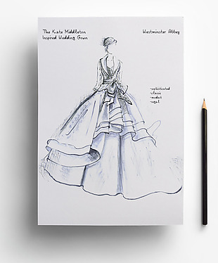 百褶裙服装设计婚纱设计大师手稿图