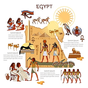埃及旅游文化设计矢量图