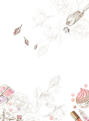 手绘水彩花卉美容化妆海报矢量背景