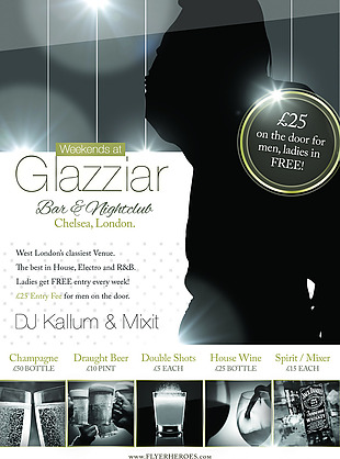Glazziar国外创意欧美风酒吧宣传海报宣传单页