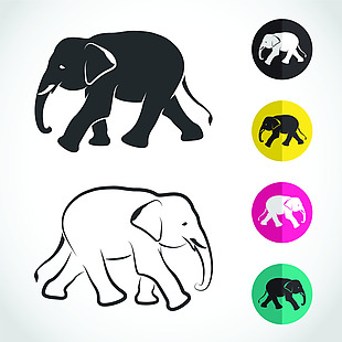 动物可爱大象简笔画小图标
