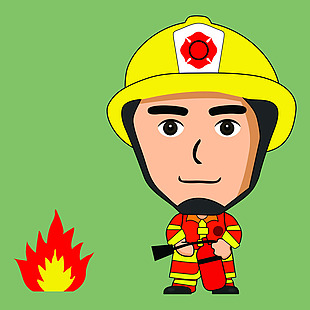 卡通消防员灭火矢量素材