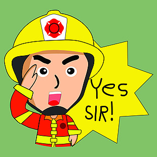 卡通消防员听指挥矢量素材