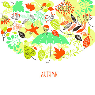 创意手绘秋季森系动物花草元素
