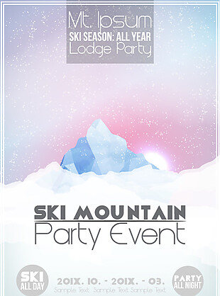 滑雪山派对活动促销海报