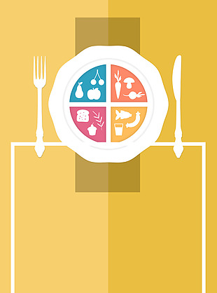 矢量扁平化减肥瘦身饮食海报背景图
