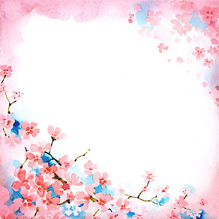 彩色手绘水彩花朵花环海报