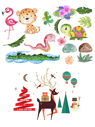 圣诞驯鹿卡通手绘动物
