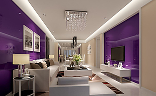 优雅风格粉紫色家装效果图设计图片