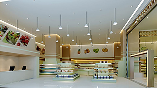 浅色现代简约超市效果图设计