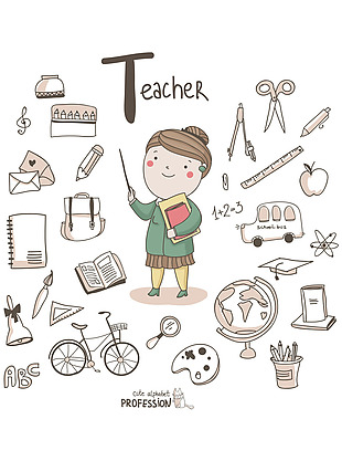 教师9.10日教师节卡通图案创意节日元素