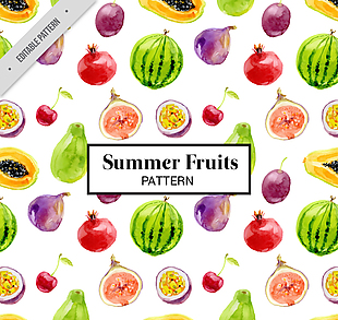 彩色夏季水果无缝背景矢量