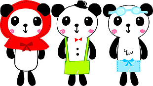 可爱卡通动物熊猫矢量素材