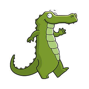卡通绿色鳄鱼元素