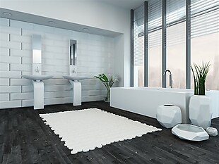 纯白现代家居室内浴室效果设计模板