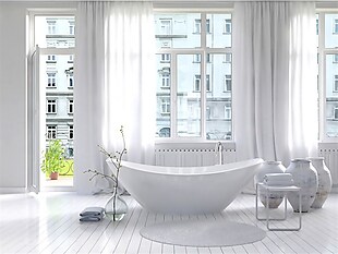 纯白欧式卫生间浴缸摄影高清图片