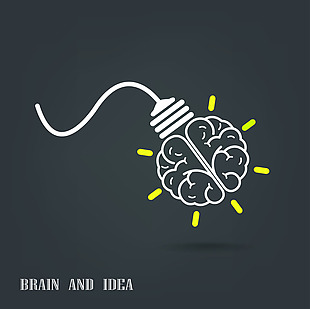 大脑创意灯泡矢量素材