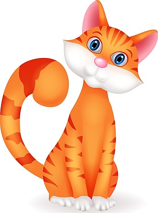 可爱橙色的卡通猫矢量素材