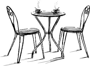 黑白手绘椅子插画