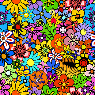 彩色卡通花朵背景