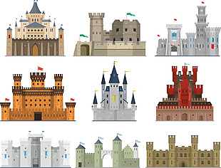 卡通城堡建筑插画