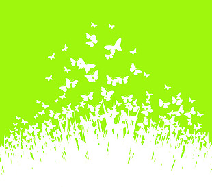 绿色蝴蝶背景和春天风景矢量素材
