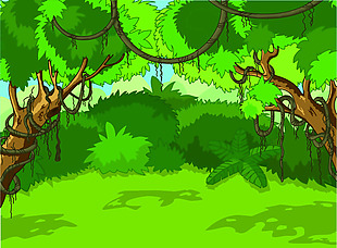 卡通童话森林风景矢量素材