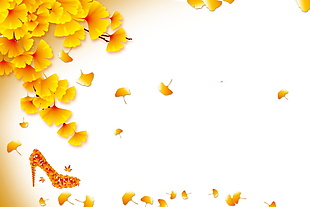 金色秋季树叶素材
