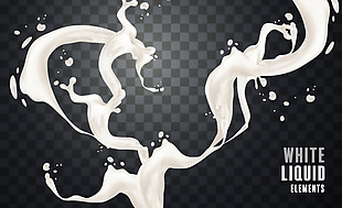 飞溅的白色牛奶花插画