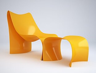 黄色时尚椅子模型