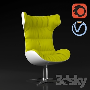黄色简约现代椅子模型