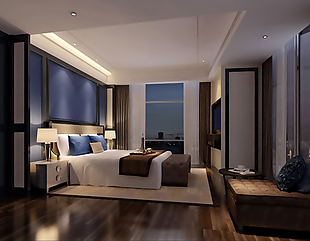 大气商业酒店卧室3D图模型