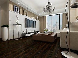 欧式客厅复合木地板3d渲染图