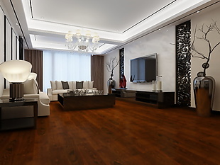新中式复合木地板3d渲染效果图