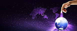 紫色星空地球banner背景