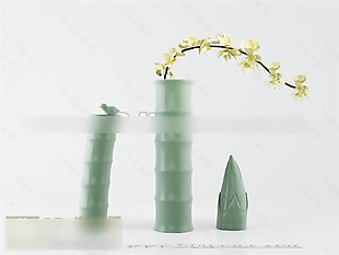 竹子造型花瓶模型