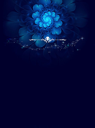 唯美蓝色花朵H5背景素材
