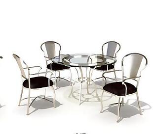 铁艺餐桌餐椅组合3d模型