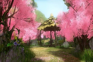 粉色桃花林背景墙素材