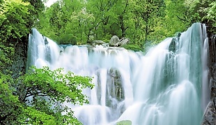 3D高清瀑布青山绿水背景墙