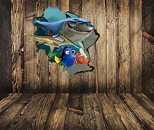 3D卡通动漫海底生物背景墙